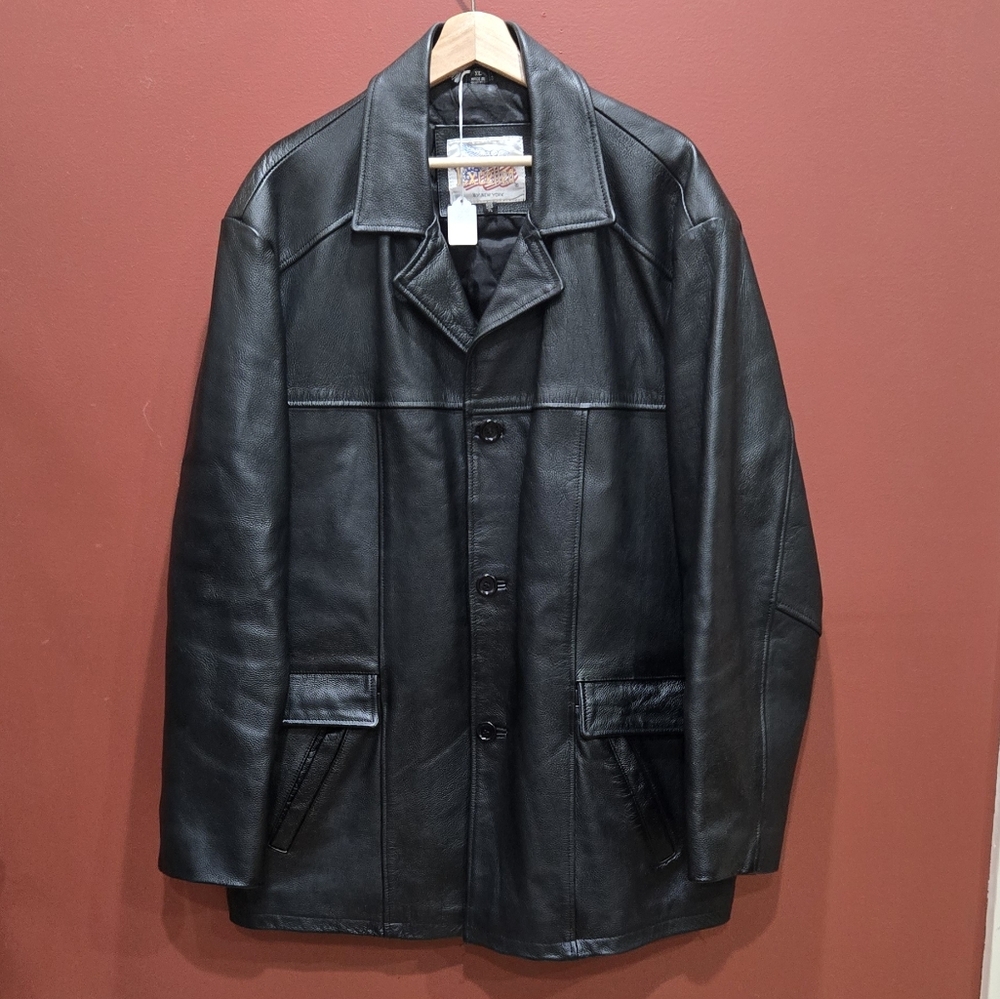 Vintage leather topcoat by Excelled